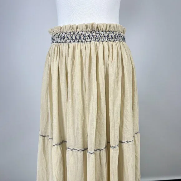 $385 NWOT See by Chloé Off-White Embroidered Maxi Skirt Size 38/L Pull-On - Picture 3 of 13